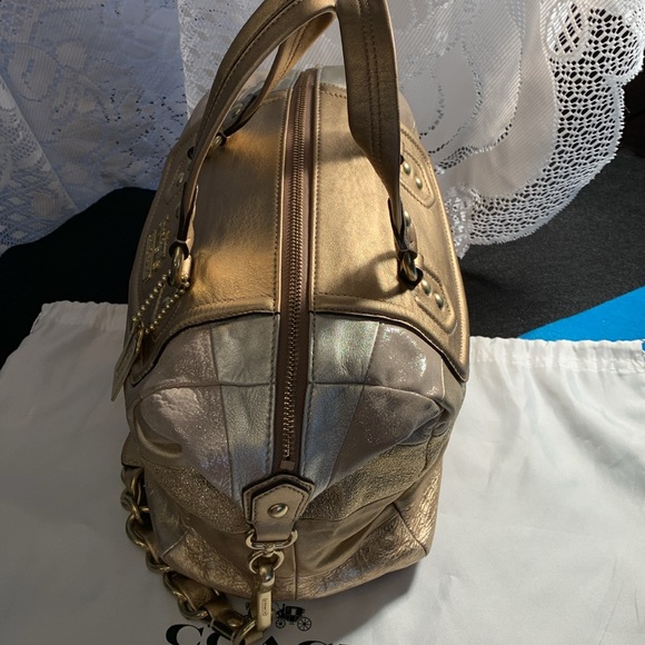 RARE COACH CHEVRON LEATHER AUDREY BAG - Picture 5 of 13